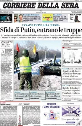 Rassegna stampa di oggi 22 febbraio 2022