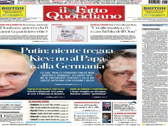 Rassegna stampa di oggi 13 aprile 2022