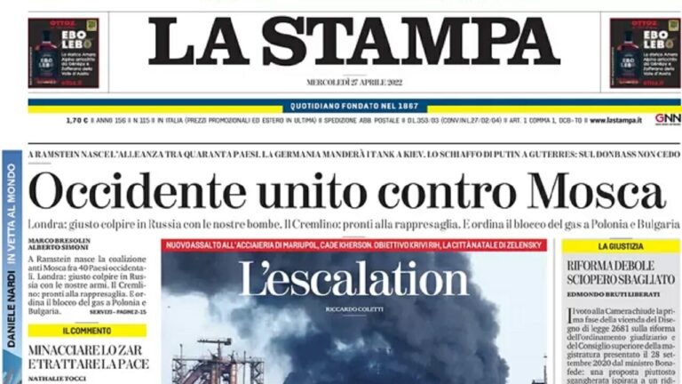 Rassegna stampa di oggi 27 aprile 2022