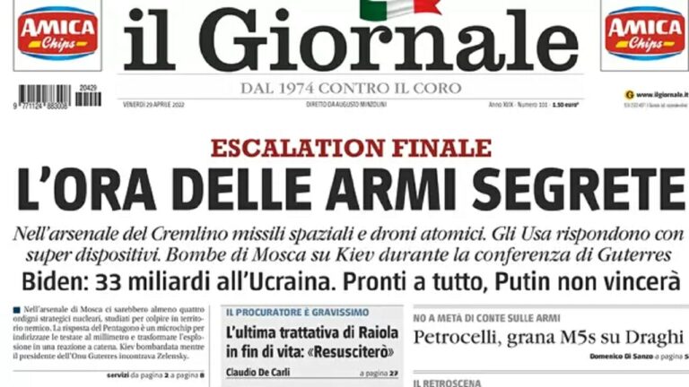 Rassegna stampa di oggi 29 aprile 2022