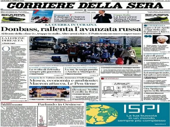 Rassegna stampa di oggi 21 aprile 2022