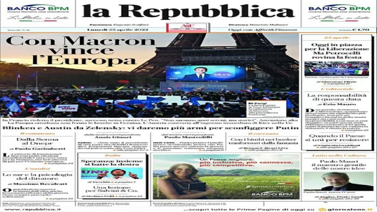 Rassegna stampa di oggi 25 aprile 2022