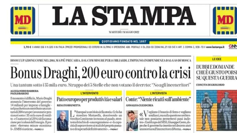 Rassegna stampa di oggi 3 maggio 2022