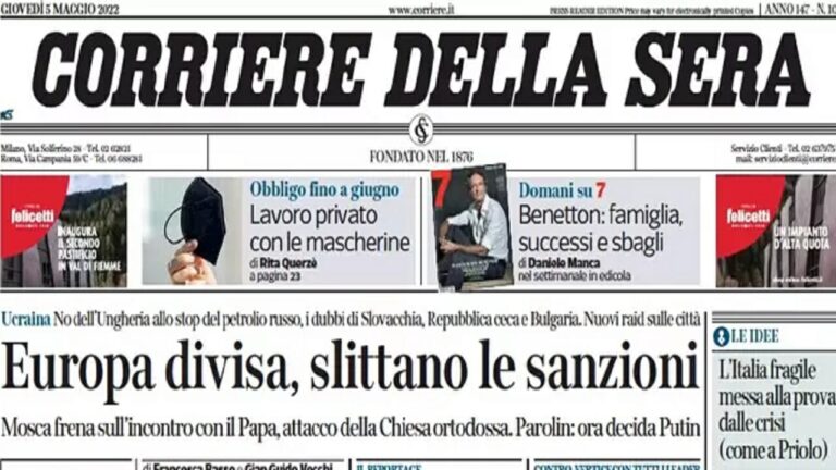 Rassegna stampa di oggi 5 maggio 2022