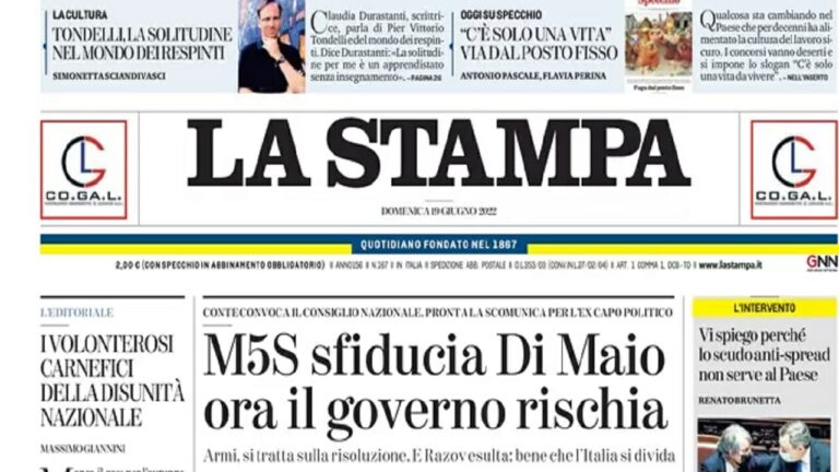 Rassegna stampa di oggi 19 giugno 2022