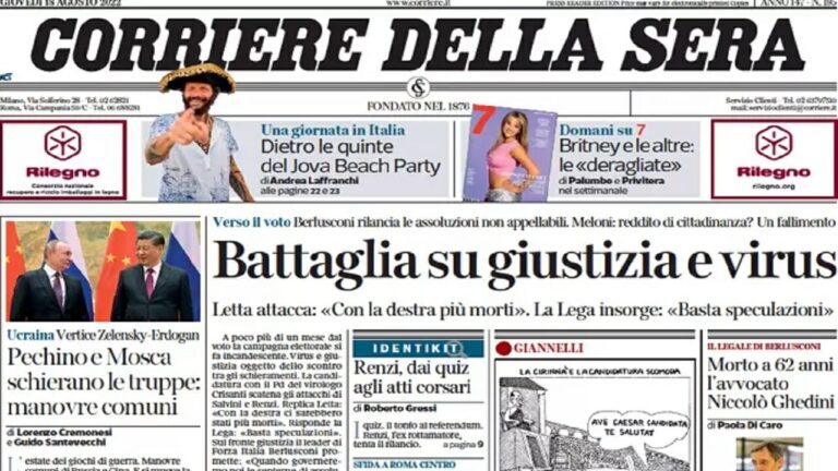 Rassegna stampa di oggi 18 agosto 2022