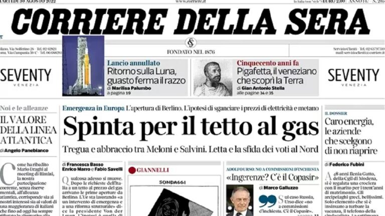 Rassegna stampa di oggi 30 agosto 2022