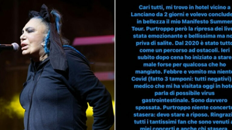 Loredana Bertè sta male, salta la tappa del tour