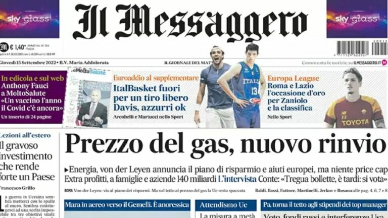 Rassegna stampa di oggi 15 settembre 2022