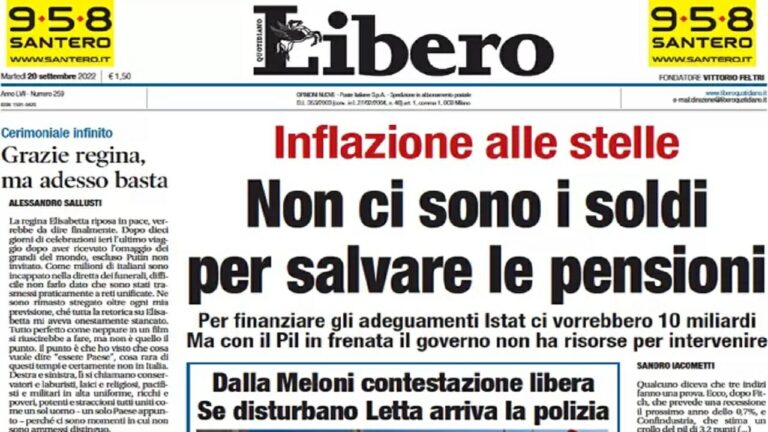 Rassegna stampa di oggi 20 settembre 2022