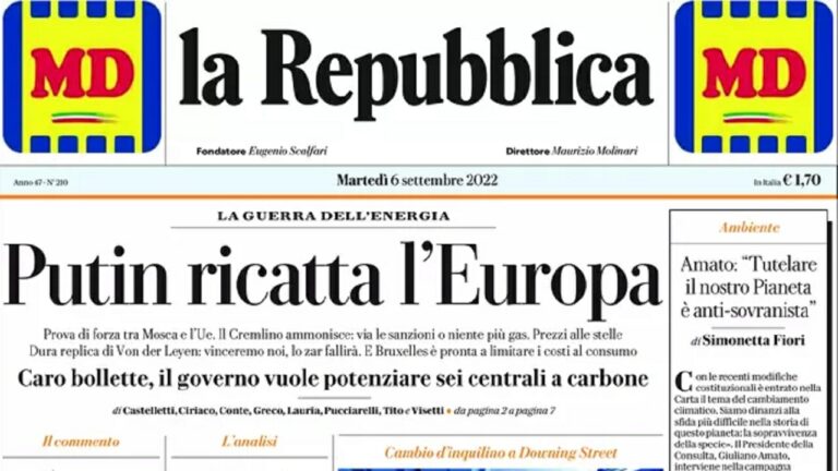 Rassegna stampa di oggi 6 settembre 2022