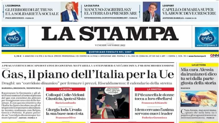 Rassegna stampa di oggi 7 ottobre 2022