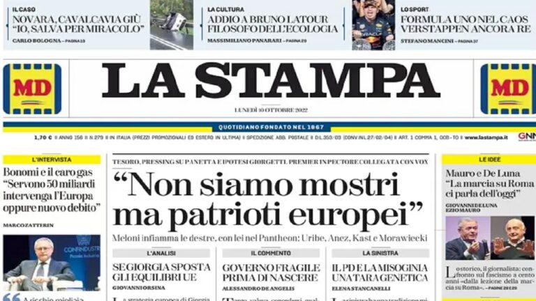 Rassegna stampa di oggi 10 ottobre 2022