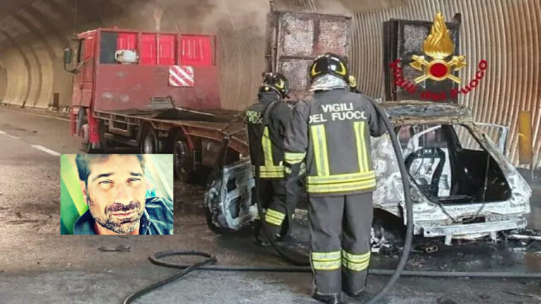 Fabio Zolfanelli muore a 44 anni, estratto dalla vettura in fiamme