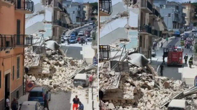 Matera, crolla palazzina di due piani in ristrutturazione. Operai in pausa pranzo, vivi per miracolo