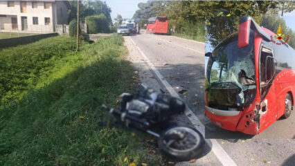 Campo San Martino: motociclista 33enne morto in scontro fra moto e bus