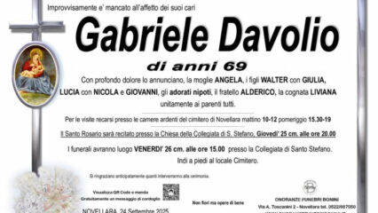 Gabriele Davolio, 69 anni, ucciso da due calabroni