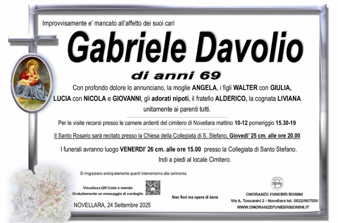 Gabriele Davolio, 69 anni, ucciso da due calabroni