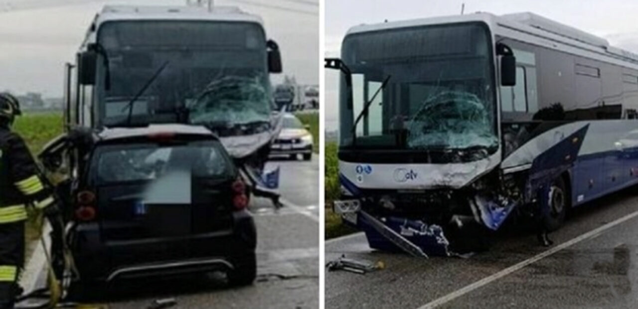 Vigasio: frontale fra Smart e autobus. Un morto