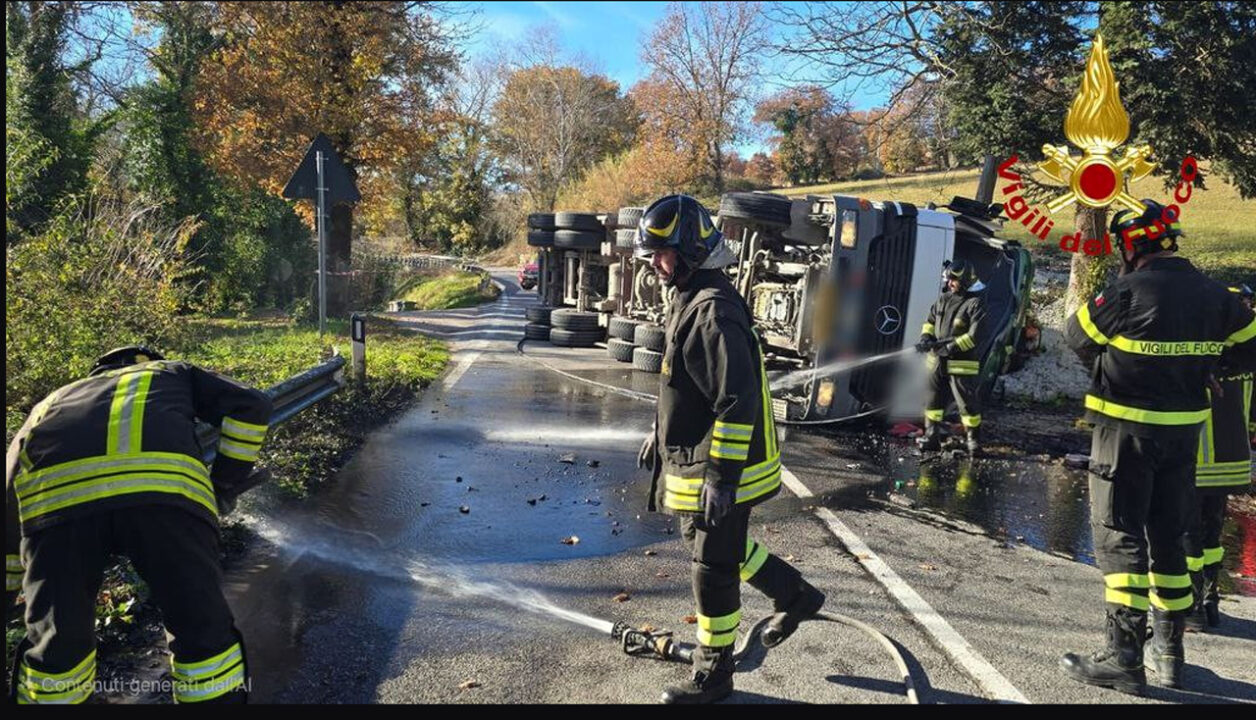 San Ginesio: camion si ribalta, muore 49enne
