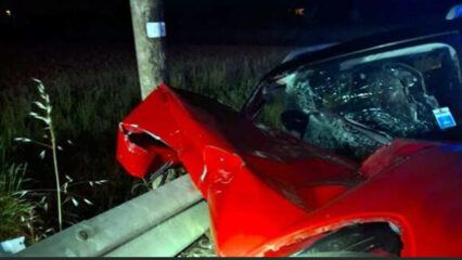 Miracolo a Rustega: Mini "infilzata" dal guardrail