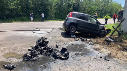 Fondovalle Savena: moto prende fuoco dopo lo schianto con un'auto, muore Stefano Prandi