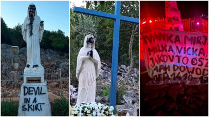 Medjugorje: imbrattate con vernice nera e scritte sacrileghe le statue della Madonna al Podbrdo e alla Croce Blu